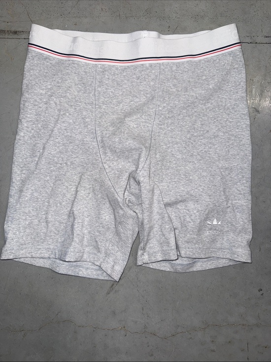 adidas Pants - adidas Light Gray Ribbed Athletic Boxer Shorts with White Waistband